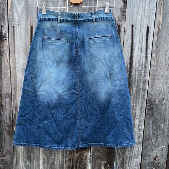 Anthropologie Pilcro and the Letterpress Distressed Denim Midi Skirt Size 2 - Picture 4 of 12